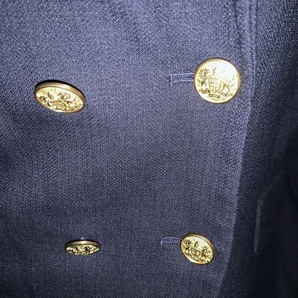 Cremieux Navy Blue Double Breasted Blazer with Gold Buttons Size 10 - Picture 3 of 5